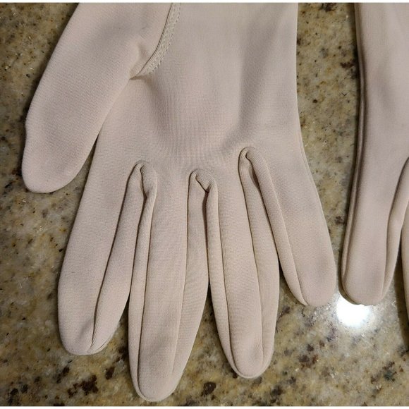 Vtg Cream Color Nylon 10.5" Formal Stretch Women's Gloves. One size fits all USA - Picture 6 of 12